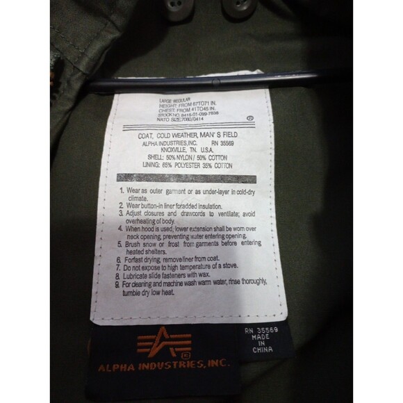 Vietnam Era Memorial Cold Weather Field Coat Large Patches Alpha Industries - Picture 5 of 14